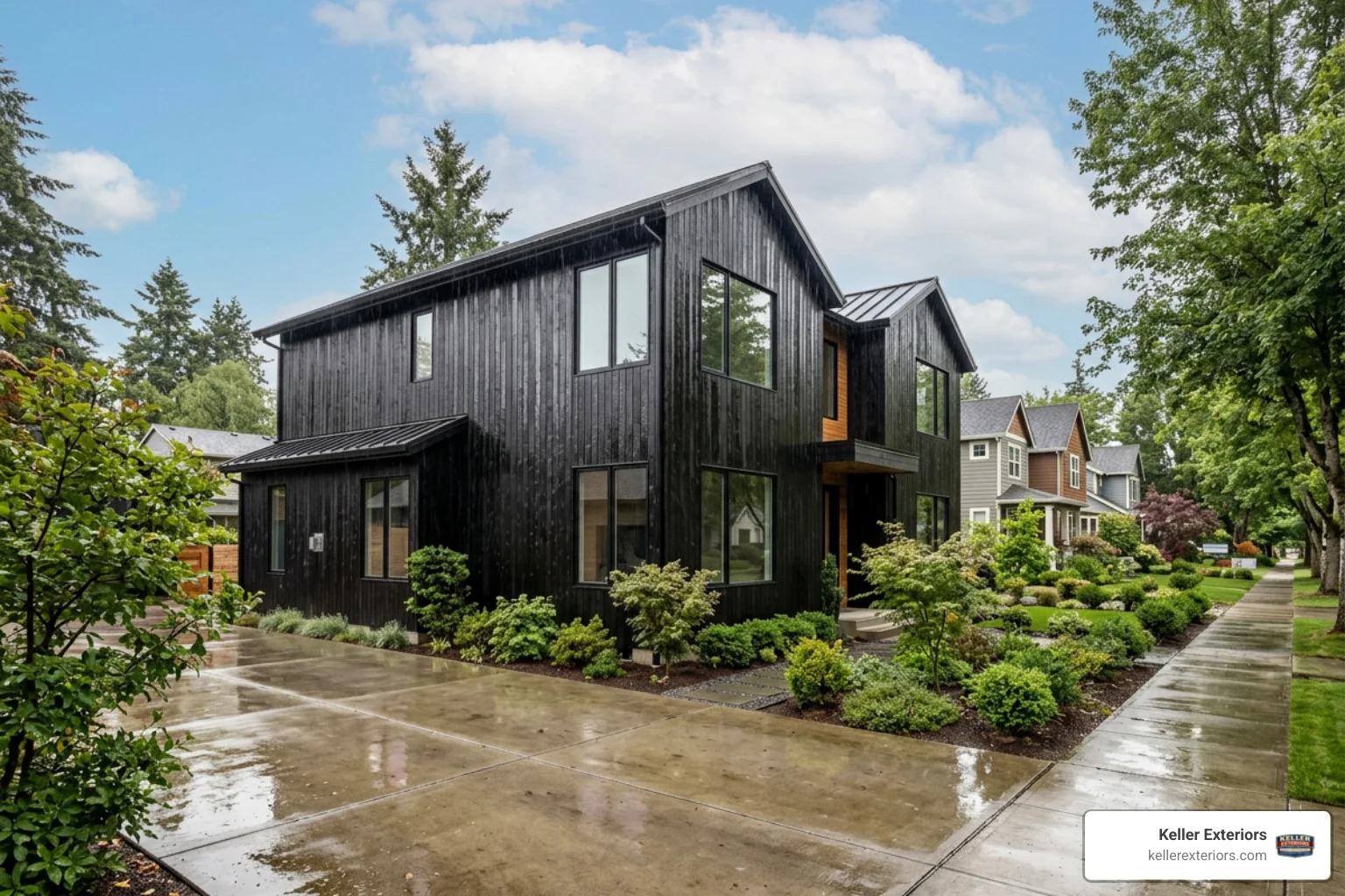 black wood siding
